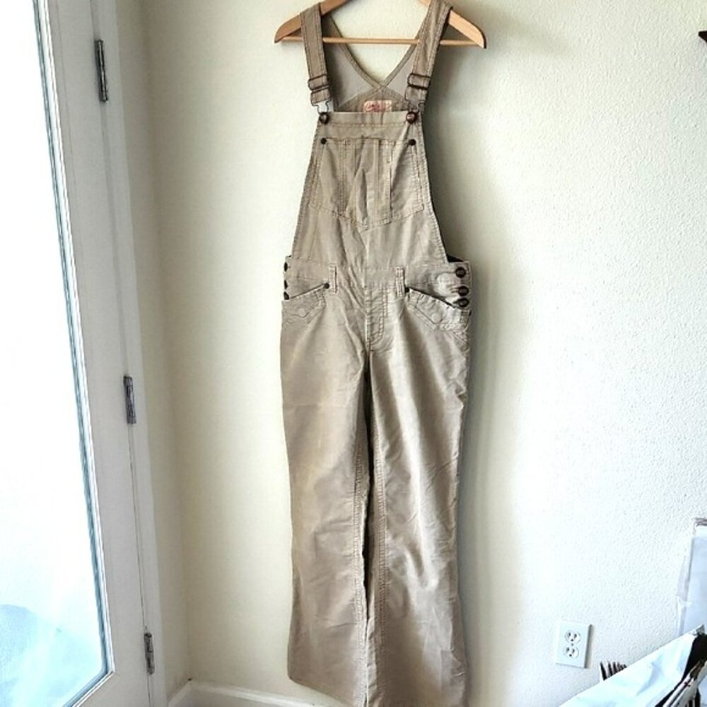 Candie's Tan Overalls Corduroy Flare Leg Sz L Festivals Western Y2K Vintage